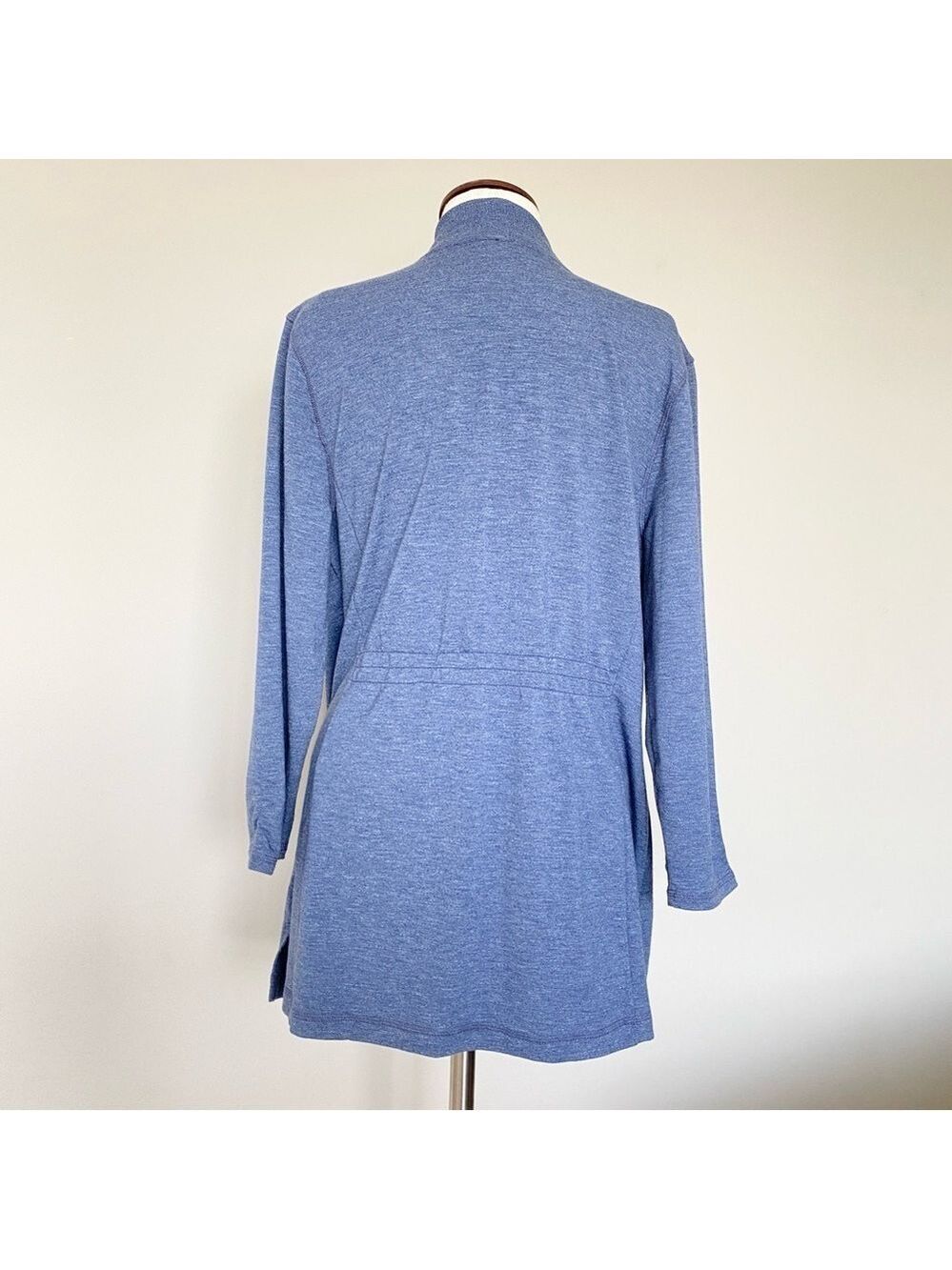 T by Talbots Heather Blue Open Front Cardigan Pockets Size L - Picture 3 of 9